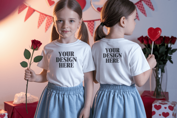 3001T Front and Back Kids T-shirt Mockup