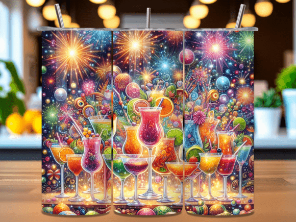 Cocktails Party Fireworks Tumbler Wrap: A Trending Design for Modern Creators