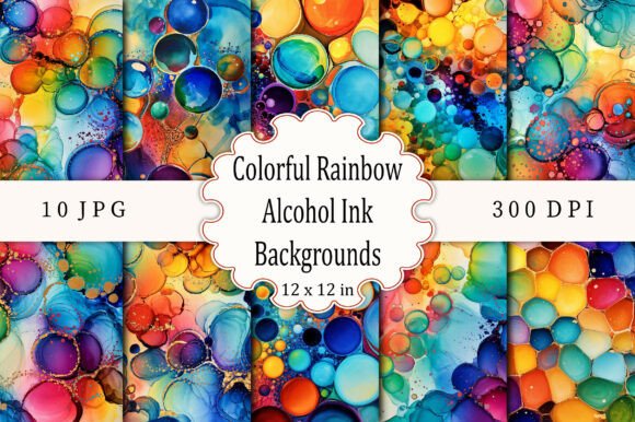 Colorful Rainbow Alcohol Ink Backgrounds: A Vibrant Addition to Modern Creativity