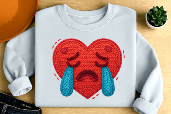 Crochet Crying Heart PNG Sad Valentine