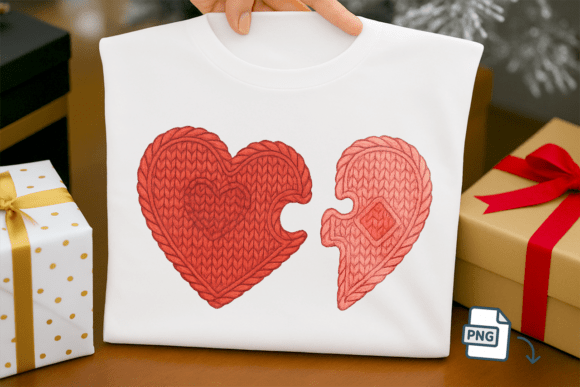 Crochet Puzzle Heart PNG Matching Couple: A Strategic Design for Creative Expression
