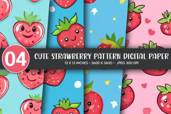 Cute Strawberry Pattern Digital Paper: A Versatile Design for Creative Projects