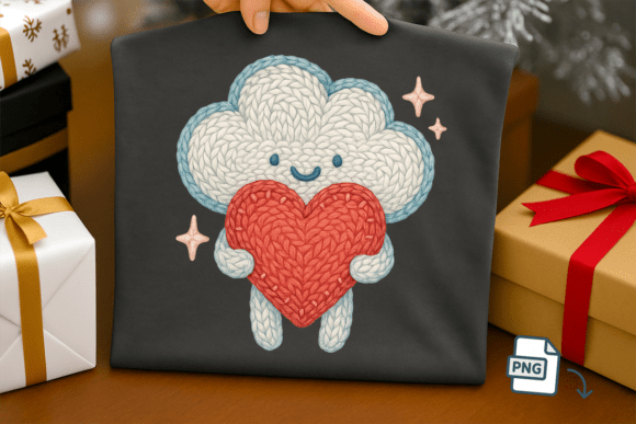 Faux Crochet Cloud PNG Cute Valentine: A Unique Design for Creative Projects
