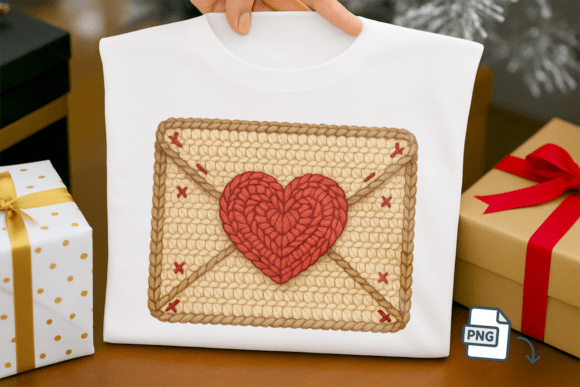 Faux Crochet Love Letter PNG Valentine: A Unique Design for Creative Projects