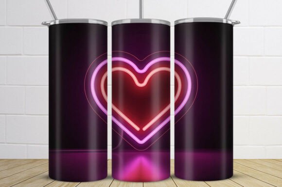 Futuristic Neon Heart Tumbler PNG Design: A Modern Twist on Romantic Expression