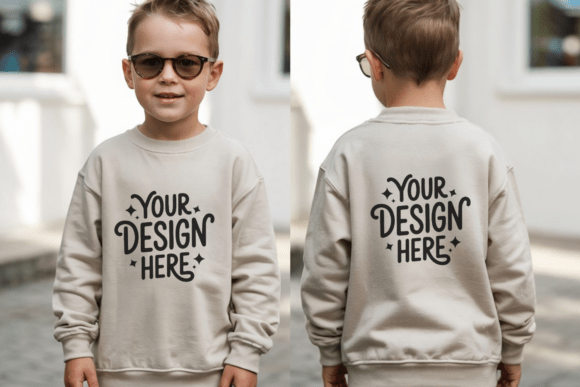 Kids Front and Back Sweatshirt Mockup 7