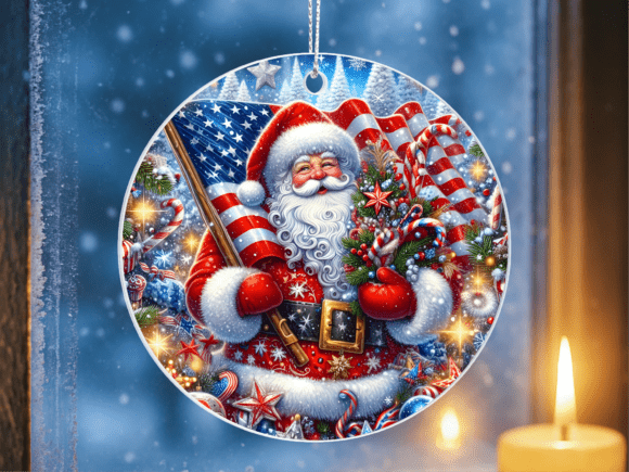 Patriotic Santa American Flag Ornament