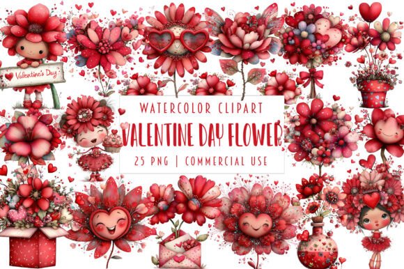 Quirky Valentine Day Flower Clipart: A Versatile Digital Asset for Creative Projects