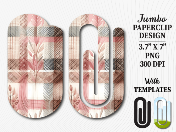 Soft Pink Plaid Gingham Jumbo Paperclip: A Stylish and Functional Addition to Your Creative Projects