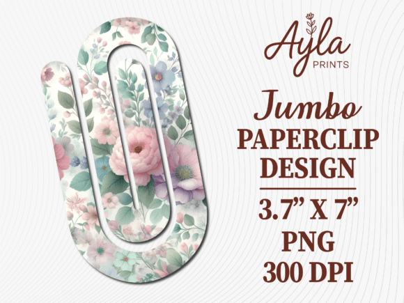Soft Watercolor Floral Jumbo Paperclip: A Versatile Digital Design for Creatives and Professionals