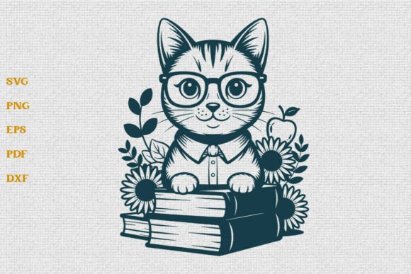 Teacher Cat SVG Cute Funny Animal SVG