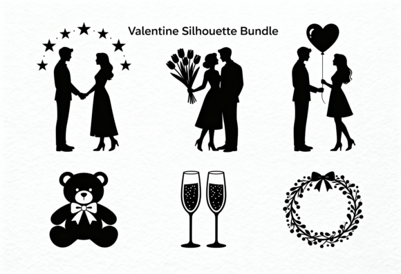 Valentine Couple Silhouette SVG Bundle