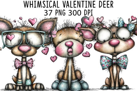 Whimsical Valentine Deer Clipart: A Creative Treasure for Digital Artists